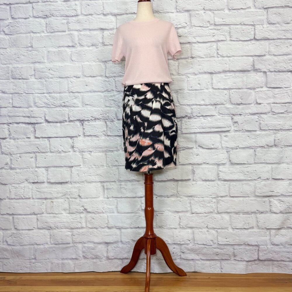 Jigsaw Black Cotton Brushstroke Print Mini Skirt - Picture 5 of 9